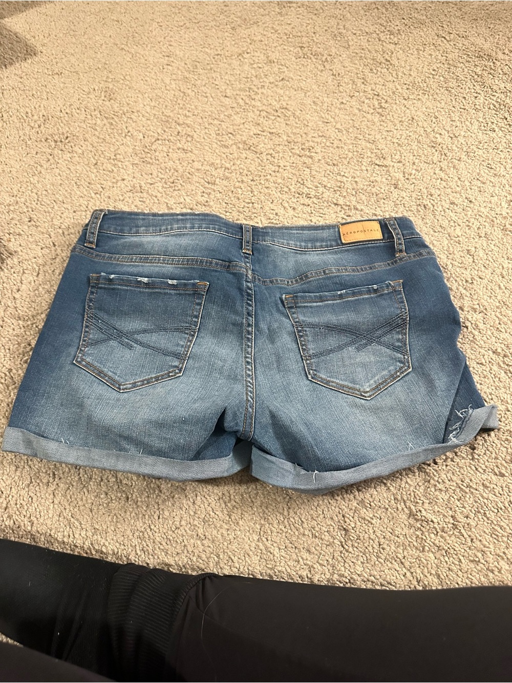 Aeropostale Distressed Blue Denim Roll-Cuff Shorts - Picture 4 of 4